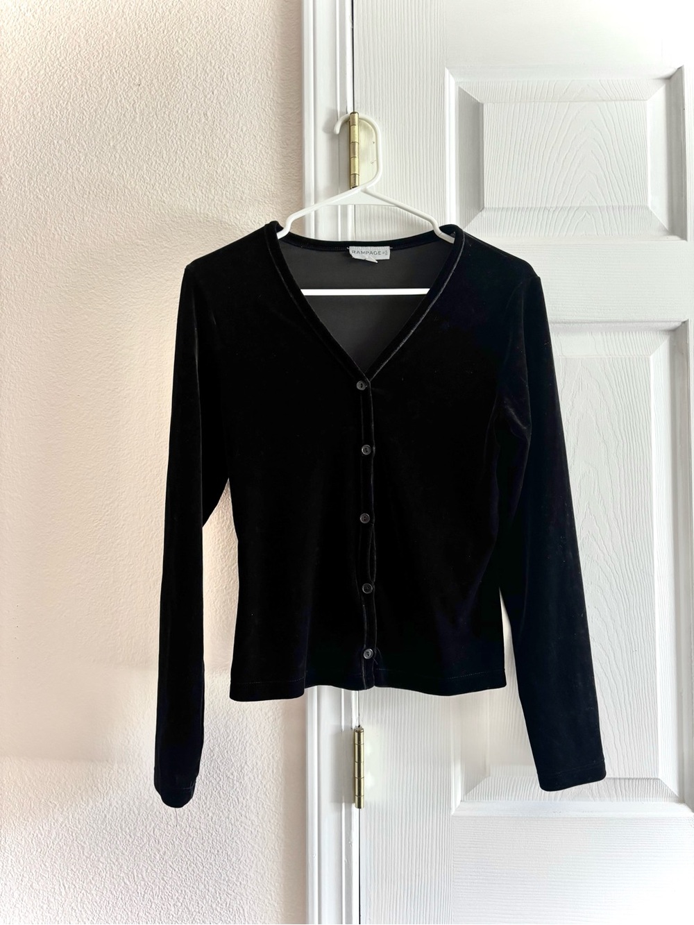 Vintage Rampage Black Velvet Cardigan Small